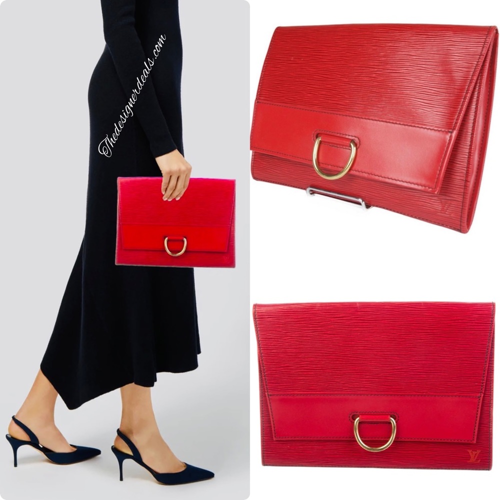 ❤️🔥Auth Louis Vuitton Red Clutch Bag /Shoulder bag converted - Picture 17 of 17